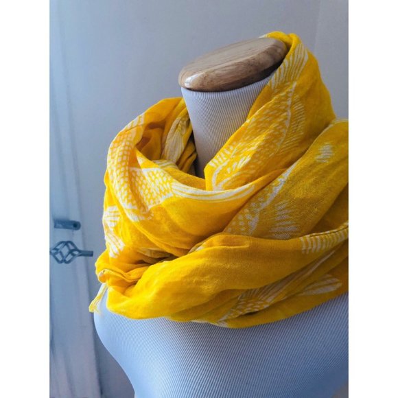 Yellow Fish Print Scarf Pashmina Shawl - Picture 5 of 5